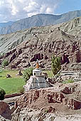 Valley of the river Indus Ladakh - Chortens and mani walls with piles of graved stones are a very common sight 